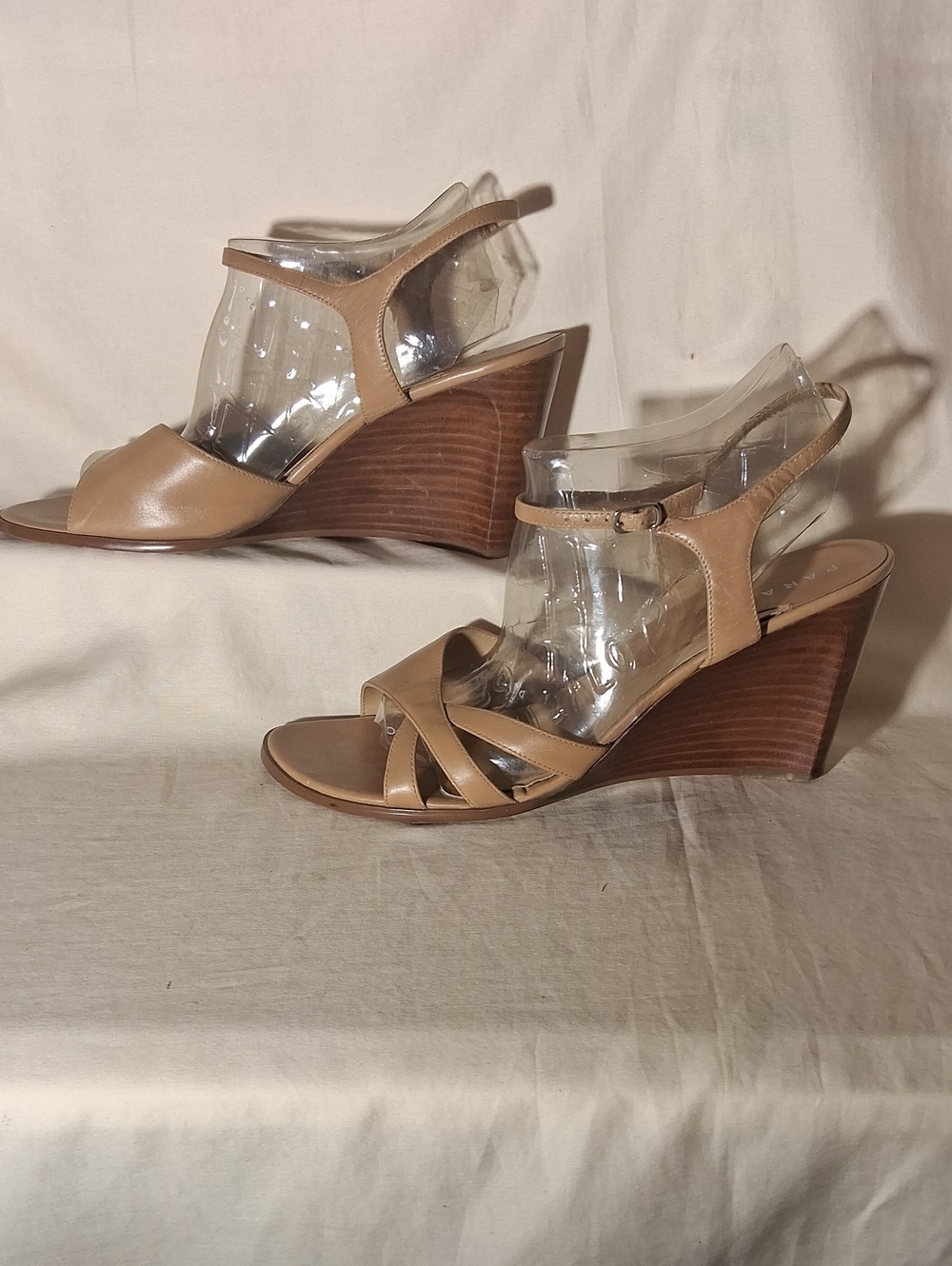 Everyday Leather Tan Wedge Sandals with Ankle Strap